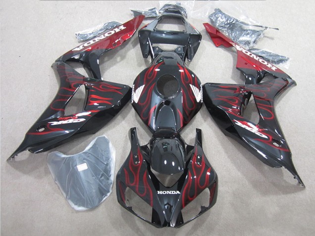 CBR 1000 RR 2006-2007 Motorrad Verkleidungen - Schwarz rote Flamme CBR 1000 RR 2006-2007 Motorrad Verkleidungen - Schwarz rote Flamme