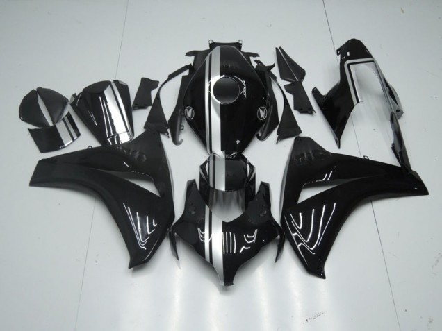 CBR 1000 RR 2008-2011 Motorrad Verkleidungen - Glänzend Schwarz mit silbernem Streifen CBR 1000 RR 2008-2011 Motorrad Verkleidungen - Glänzend Schwarz mit silbernem Streifen