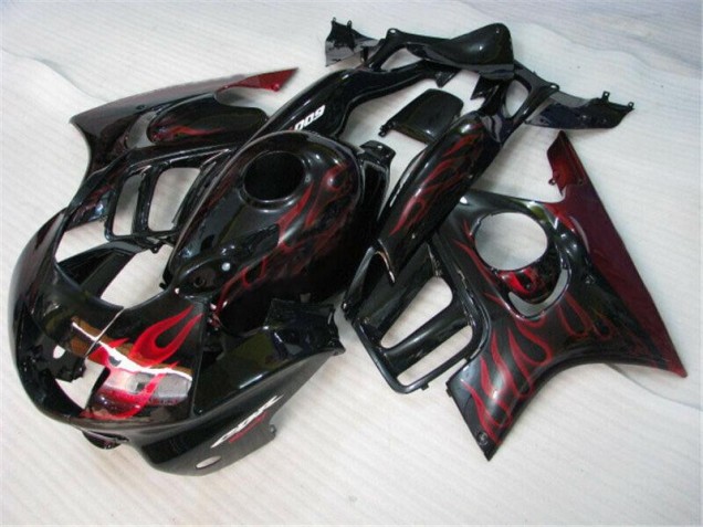 CBR 600 F3 1995-1998 Motorrad Verkleidungen - Schwarz rote Flamme CBR 600 F3 1995-1998 Motorrad Verkleidungen - Schwarz rote Flamme