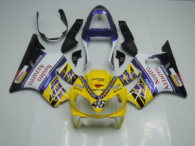 CBR 600 F4i 2001-2003 Motorrad Verkleidungen - Gelb Weiß Nastro Azzurro CBR 600 F4i 2001-2003 Motorrad Verkleidungen - Gelb Weiß Nastro Azzurro