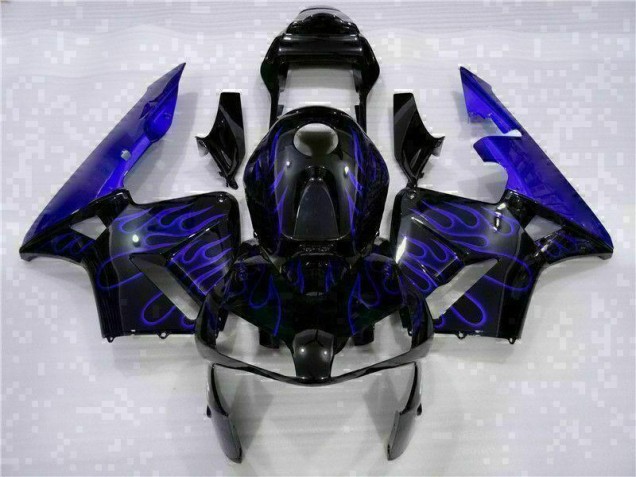 CBR 600 RR 2003-2004 Motorrad Verkleidungen - Schwarz mit Blaur Flamme CBR 600 RR 2003-2004 Motorrad Verkleidungen - Schwarz mit Blaur Flamme