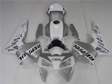 CBR 600 RR 2003-2004 Motorrad Verkleidungen - Silver Weiß Schwarz Repsol