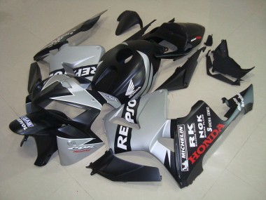 CBR 600 RR 2005-2006 Motorrad Verkleidungen - Matt Schwarz Silber Repsol