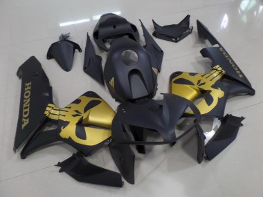 CBR 600 RR 2005-2006 Motorrad Verkleidungen - Matt Schwarz mit goldenem Totenkopf