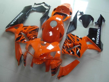 CBR 600 RR 2005-2006 Motorrad Verkleidungen - Orange Schwarze Flamme