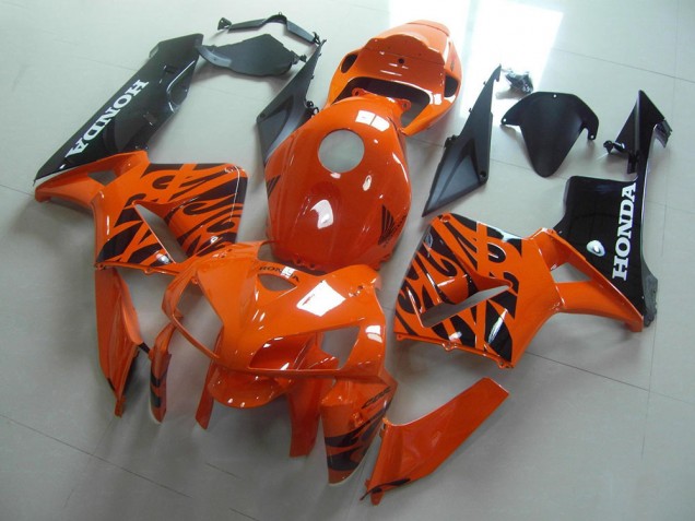 CBR 600 RR 2005-2006 Motorrad Verkleidungen - Orange Schwarze Flamme CBR 600 RR 2005-2006 Motorrad Verkleidungen - Orange Schwarze Flamme