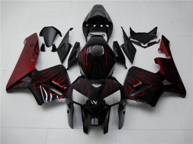 CBR 600 RR 2005-2006 Motorrad Verkleidungen - Rot Flamme Schwarz