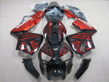 CBR 600 RR 2005-2006 Motorrad Verkleidungen - Schwarz rote Flamme