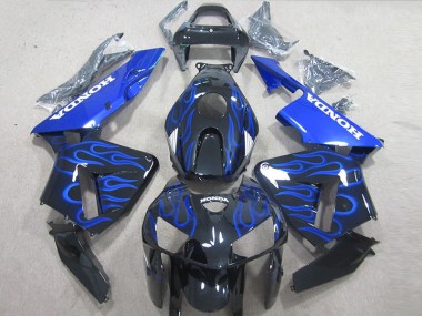 CBR 600 RR 2005-2006 Motorrad Verkleidungen - Schwarze Blau Flamme