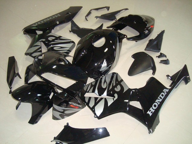 CBR 600 RR 2005-2006 Motorrad Verkleidungen - Schwarze Weiße Flamme CBR 600 RR 2005-2006 Motorrad Verkleidungen - Schwarze Weiße Flamme