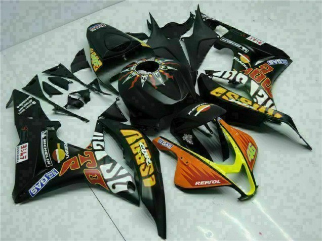 CBR 600 RR 2007-2008 Motorrad Verkleidungen - Schwarz Gelb Repsol 46 CBR 600 RR 2007-2008 Motorrad Verkleidungen - Schwarz Gelb Repsol 46