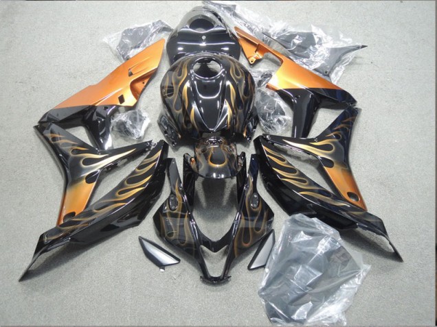 CBR 600 RR 2007-2008 Motorrad Verkleidungen - Schwarz Orange Flamme CBR 600 RR 2007-2008 Motorrad Verkleidungen - Schwarz Orange Flamme