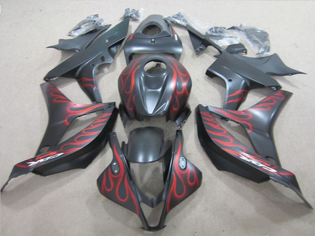 CBR 600 RR 2007-2008 Motorrad Verkleidungen - Schwarz mit roter Flamme CBR 600 RR 2007-2008 Motorrad Verkleidungen - Schwarz mit roter Flamme