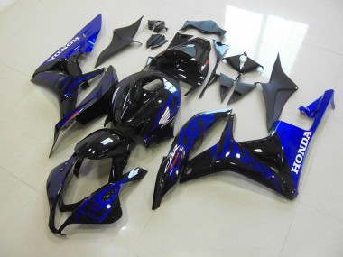CBR 600 RR 2007-2008 Motorrad Verkleidungen - Schwarze Blau Flamme