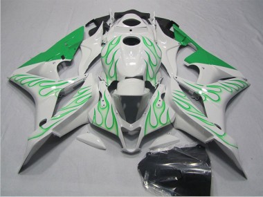CBR 600 RR 2007-2008 Motorrad Verkleidungen - Weiß Grün Flamme