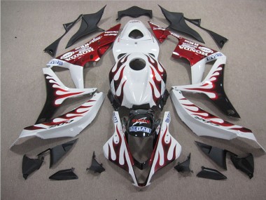CBR 600 RR 2007-2008 Motorrad Verkleidungen - Weiß Rot Flamme Hai