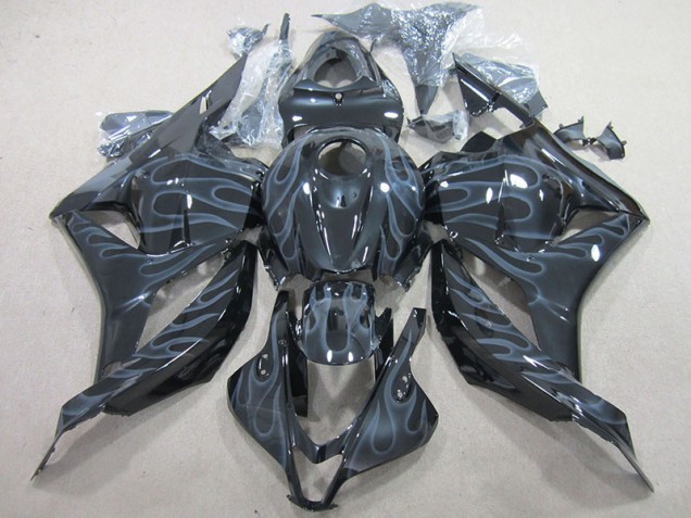 CBR 600 RR 2009-2012 Motorrad Verkleidungen - Schwarz Silber Flamme CBR 600 RR 2009-2012 Motorrad Verkleidungen - Schwarz Silber Flamme