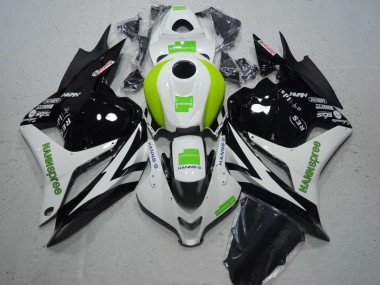 CBR 600 RR 2009-2012 Motorrad Verkleidungen - Schwarz Weiß Grün Hannspree