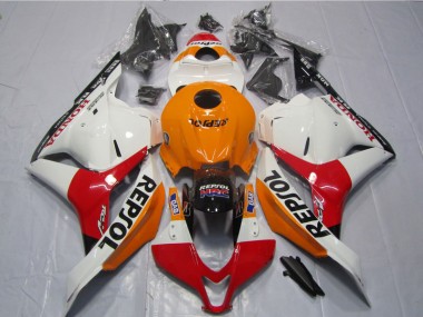 CBR 600 RR 2009-2012 Motorrad Verkleidungen - Weiß Orange Schwarz Repsol