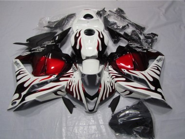 CBR 600 RR 2009-2012 Motorrad Verkleidungen - Weiß Schwarz Rot Flamme