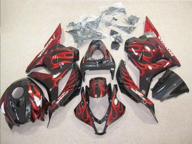 CBR 600 RR 2009-2012 Motorrad Vollverkleidung - Schwarz rote Flamme