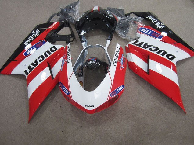 Ducati 1098 2007-2014 Motorrad Verkleidungen - Rot Weiß Generali Tim Ducati 1098 2007-2014 Motorrad Verkleidungen - Rot Weiß Generali Tim