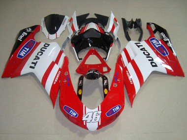 Ducati 1098 2007-2014 Motorrad Verkleidungen - Rot Weiß Tim 46