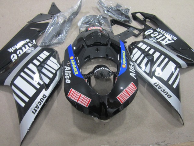 Ducati 1098 2007-2014 Motorrad Verkleidungen - Schwarz Weiß Advance Alice Ducati 1098 2007-2014 Motorrad Verkleidungen - Schwarz Weiß Advance Alice