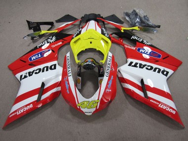 Ducati 1098 848 2007-2014 Motorrad Verkleidungen - Rot Weiß Generali 46
