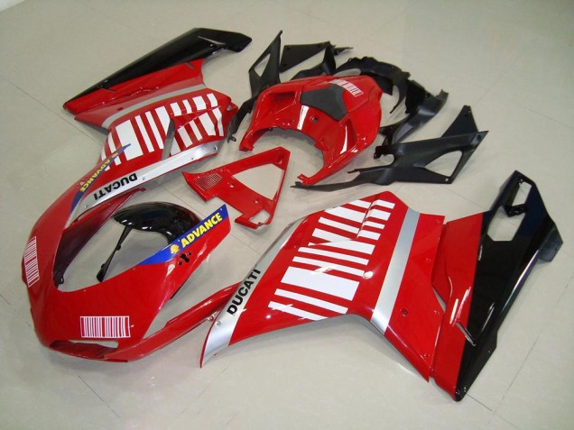Ducati 848 1098 1198 2007-2014 Motorrad Verkleidung - Rot Weiß Ducati 848 1098 1198 2007-2014 Motorrad Verkleidung - Rot Weiß
