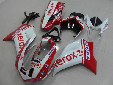 Ducati 848 1098 1198 2007-2014 Motorrad Verkleidung - Weiß Rot Xerox
