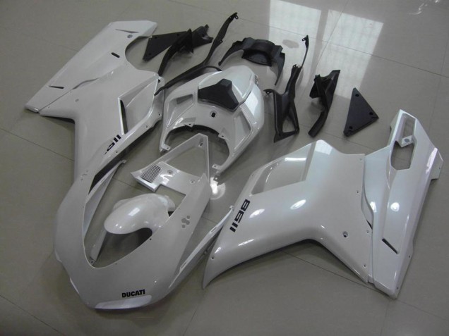 Ducati 848 1098 1198 2007-2014 Motorrad Verkleidungen - BirnenWeiß, schwarze Aufkleber Ducati 848 1098 1198 2007-2014 Motorrad Verkleidungen - BirnenWeiß, schwarze Aufkleber