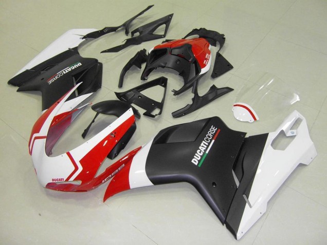 Ducati 848 1098 1198 2007-2014 Motorrad Verkleidungen - Matt Schwarz Weiß Rot Ducati 848 1098 1198 2007-2014 Motorrad Verkleidungen - Matt Schwarz Weiß Rot