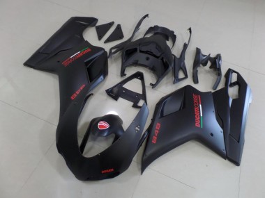 Ducati 848 1098 1198 2007-2014 Motorrad Verkleidungen - Matt Schwarzer roter Aufkleber