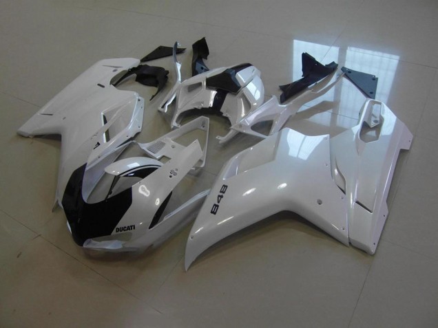Ducati 848 1098 1198 2007-2014 Motorrad Verkleidungen - Perl Weiß Schwarz gestreift Ducati 848 1098 1198 2007-2014 Motorrad Verkleidungen - Perl Weiß Schwarz gestreift