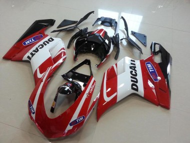 Ducati 848 1098 1198 2007-2014 Motorrad Verkleidungen & Plastik - Rot Weiß