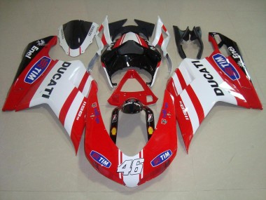 Ducati 848 1098 1198 2007-2014 Motorrad Verkleidungen - Rot Weiß 46