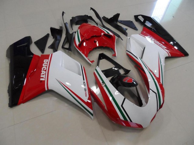 Ducati 848 1098 1198 2007-2014 Motorrad Verkleidungen - Rot Weiß Ducati 848 1098 1198 2007-2014 Motorrad Verkleidungen - Rot Weiß