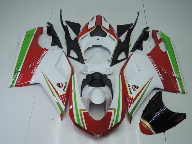 Ducati 848 1098 1198 2007-2014 Motorrad Verkleidungen - Rot Weiß Und Grün Ducati 848 1098 1198 2007-2014 Motorrad Verkleidungen - Rot Weiß Und Grün