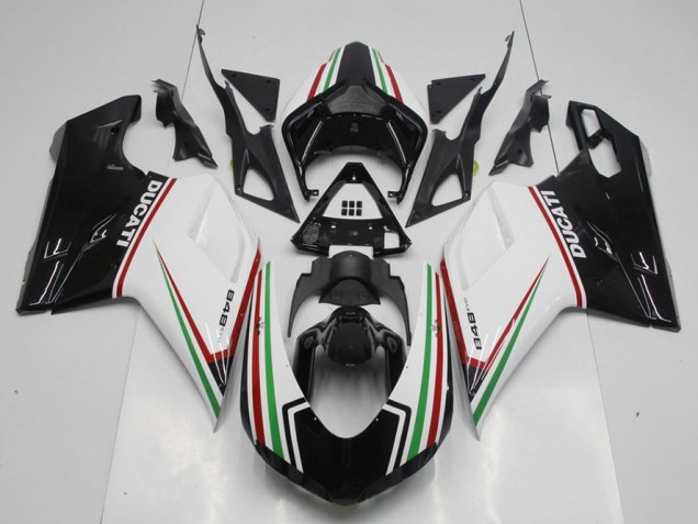 Ducati 848 1098 1198 2007-2014 Motorrad Verkleidungen - Schwarz Grün und Weiß Ducati 848 1098 1198 2007-2014 Motorrad Verkleidungen - Schwarz Grün und Weiß