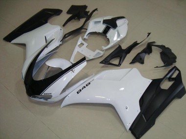 Ducati 848 1098 1198 2007-2014 Motorrad Verkleidungen - Weiß Matt Schwarz