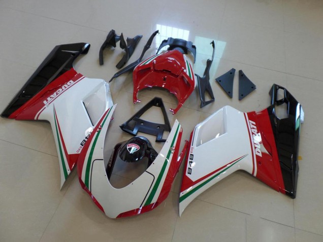 Ducati 848 1098 1198 2007-2014 Motorrad Verkleidungen - Weiß Rot Ducati 848 1098 1198 2007-2014 Motorrad Verkleidungen - Weiß Rot