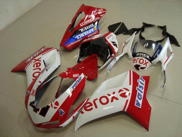 Ducati 848 1098 1198 2007-2014 Motorrad Verkleidungen - Weiß Rot Xerox Ducati 848 1098 1198 2007-2014 Motorrad Verkleidungen - Weiß Rot Xerox
