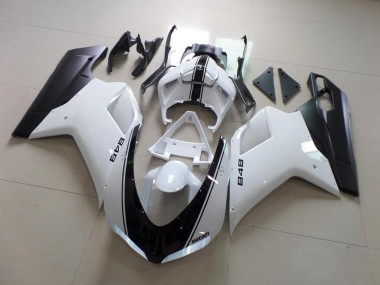 Ducati 848 1098 1198 2007-2014 Motorrad Verkleidungen - Weiß Und Schwarz Streifen