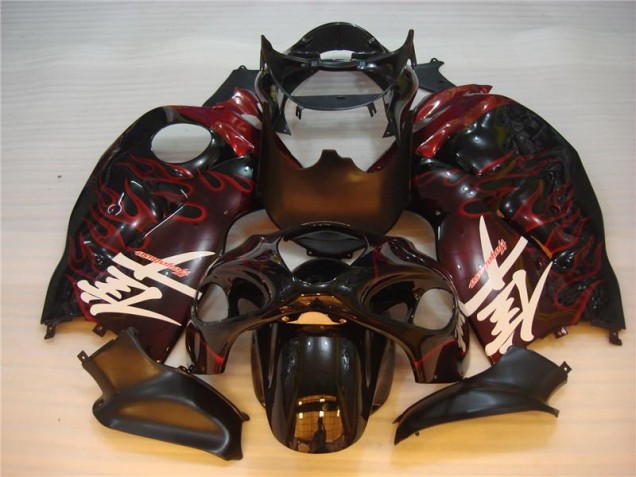 GSXR 1300 Hayabusa 1996-2007 Motorrad Verkleidung - Schwarz rote Flamme GSXR 1300 Hayabusa 1996-2007 Motorrad Verkleidung - Schwarz rote Flamme