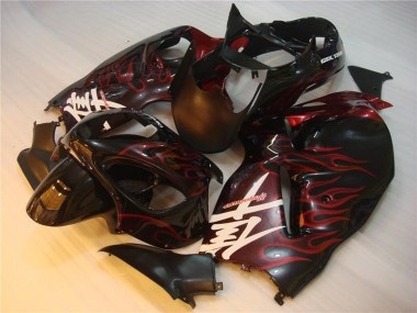 GSXR 1300 Hayabusa 1996-2007 Motorrad Verkleidung - Schwarz rote Flamme