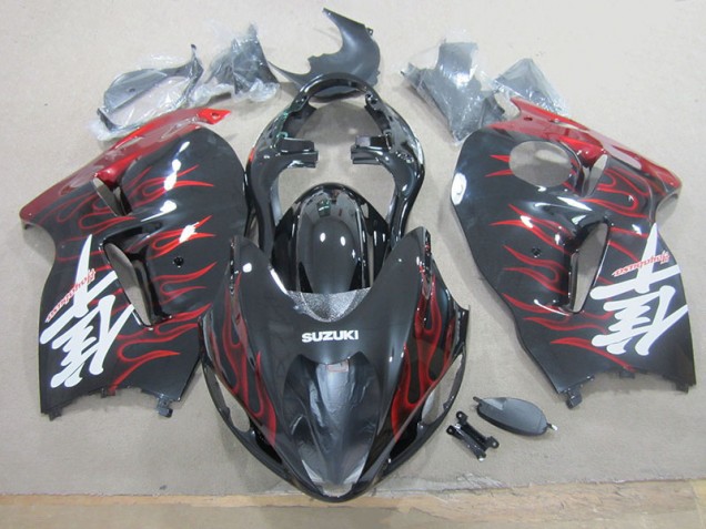 GSXR 1300 Hayabusa 1996-2007 Motorrad Vollverkleidung - Schwarz rote Flamme GSXR 1300 Hayabusa 1996-2007 Motorrad Vollverkleidung - Schwarz rote Flamme