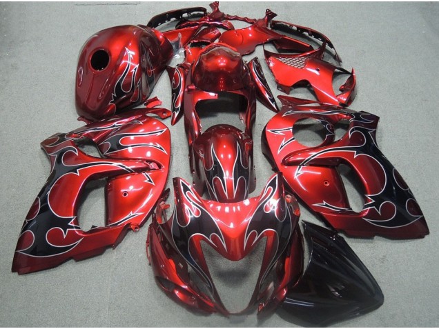 GSXR 1300 Hayabusa 2008-2019 Motorrad Verkleidungen - Rote Schwarz Flamme GSXR 1300 Hayabusa 2008-2019 Motorrad Verkleidungen - Rote Schwarz Flamme