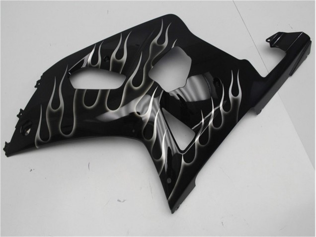 GSXR 600 / 750 K1 K2 K3 2001-2003 Motorrad Verkleidungen - Schwarze Weiße Flamme
