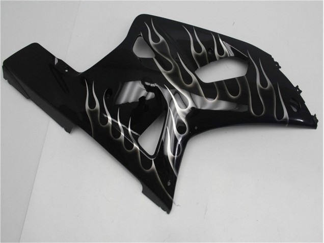 GSXR 600 / 750 K1 K2 K3 2001-2003 Motorrad Verkleidungen - Schwarze Weiße Flamme